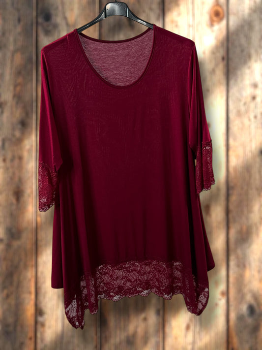 CINDY - TOP BORDEAUX TAILLE 46 A 56/58