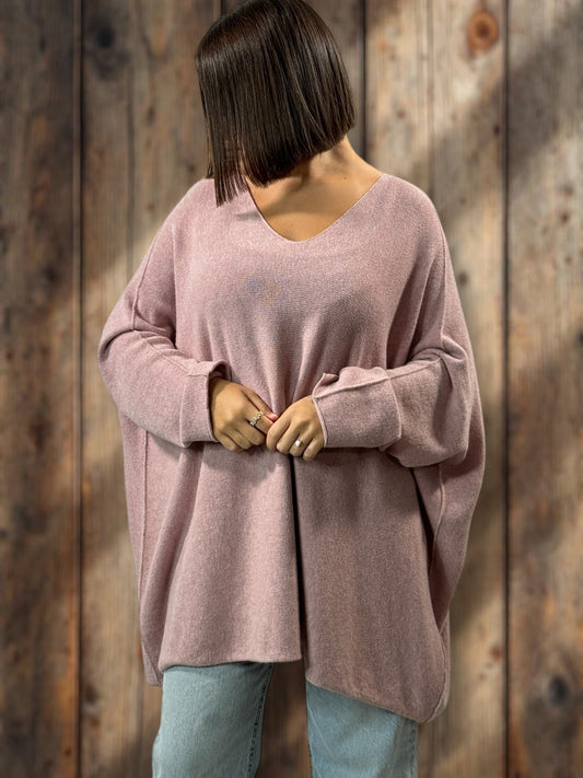 PALOMA - PULL OVERSIZE ROSE JUSQU'A LA TAILLE 56