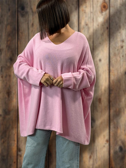 PALOMA - PULL OVERSIZE ROSE JUSQU'A LA TAILLE 56