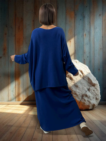 FAUSTINE - ENSEMBLE EN MAILLE IMPERIAL JUSQU'A LA TAILLE 52/54 VIOLET