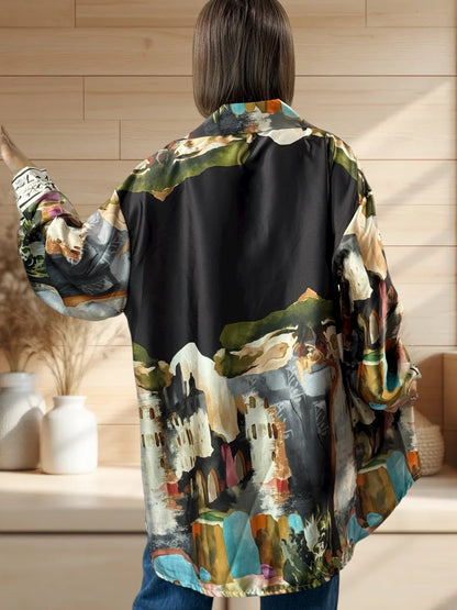 ARTISTE - CHEMISE OVERSIZE A MOTIF JUSQU'A LA TAILLE 52