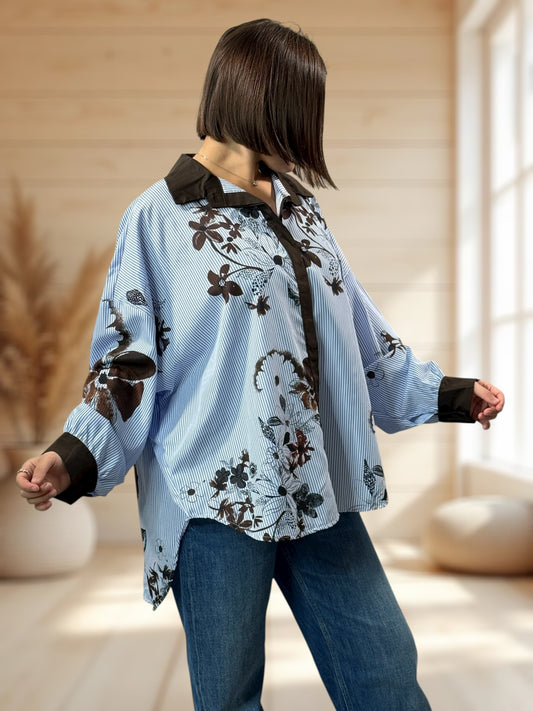LILIBELLE - CHEMISE OVERSIZE A MOTIF JUSQU'A LA TAILLE 54