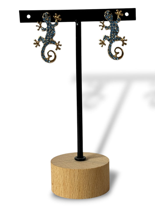 MICHOU - BOUCLES D'OREILLES LEZARD AVEC STRASS