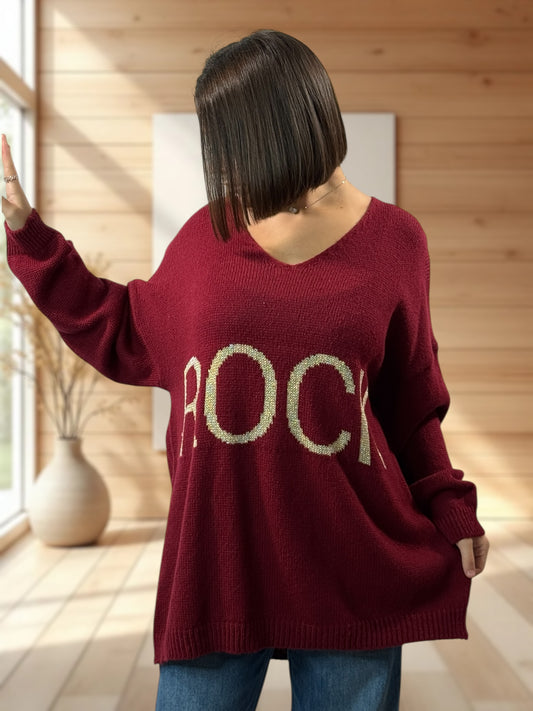 LOULOU - PULL OVERSIZE BORDEAUX JUSQU'A LA TAILLE 52