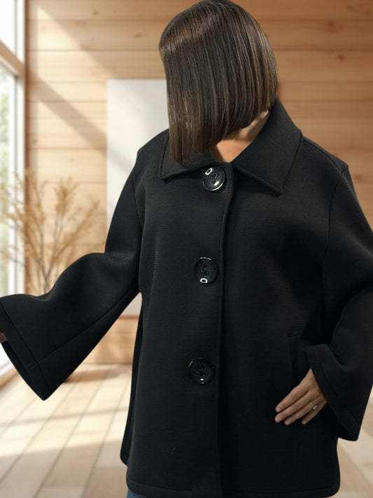 ROSALINA - VESTE OVERSIZE NOIR JUSQU'A LA TAILLE 52