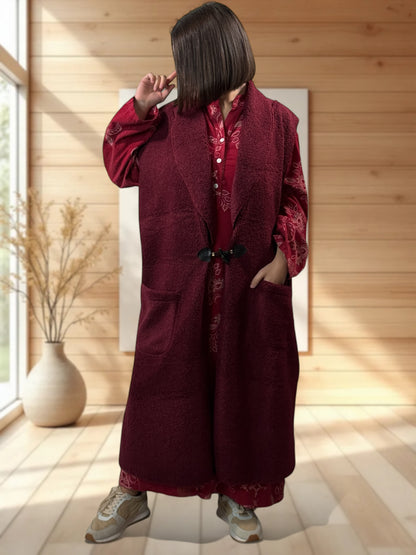 MAUD - GILET BORDEAUX SANS MANCHES JUSQU'A LA TAILLE 54/56