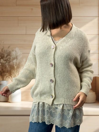 NOHA - GILET BEIGE JUSQU'A LA TAILLE 48/50