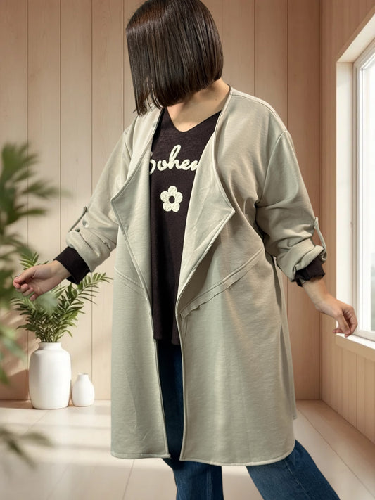 LYSIANE - VESTE BEIGE OVERSIZE JUSQU'A LA TAILLE 52/54