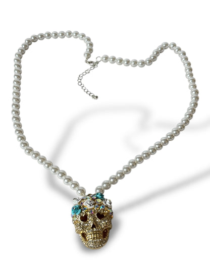 SKULL - COLLIER EN PERLE ET STRASS