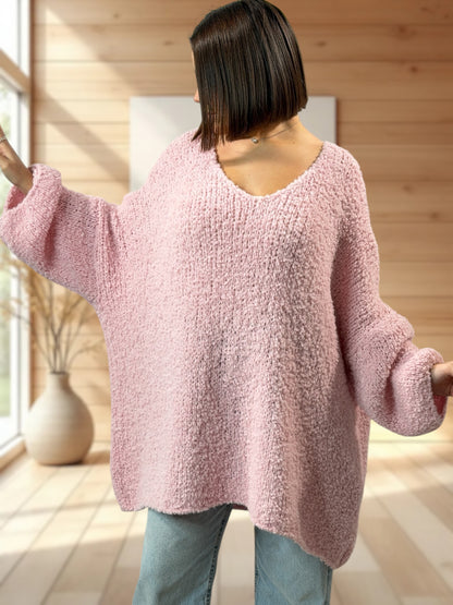 LAETITIA - PULL ROSE OVERSIZE JUSQU'A LA TAILLE 58