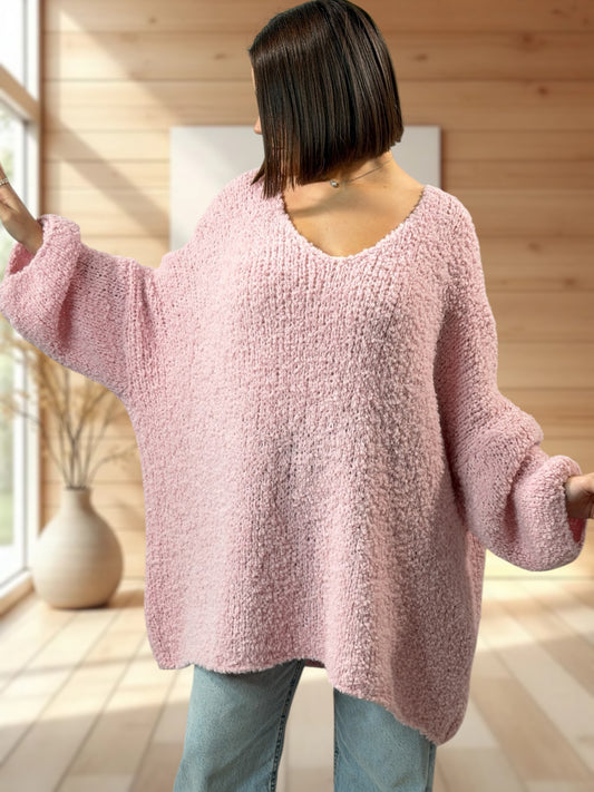 LAETITIA - PULL ROSE OVERSIZE JUSQU'A LA TAILLE 58