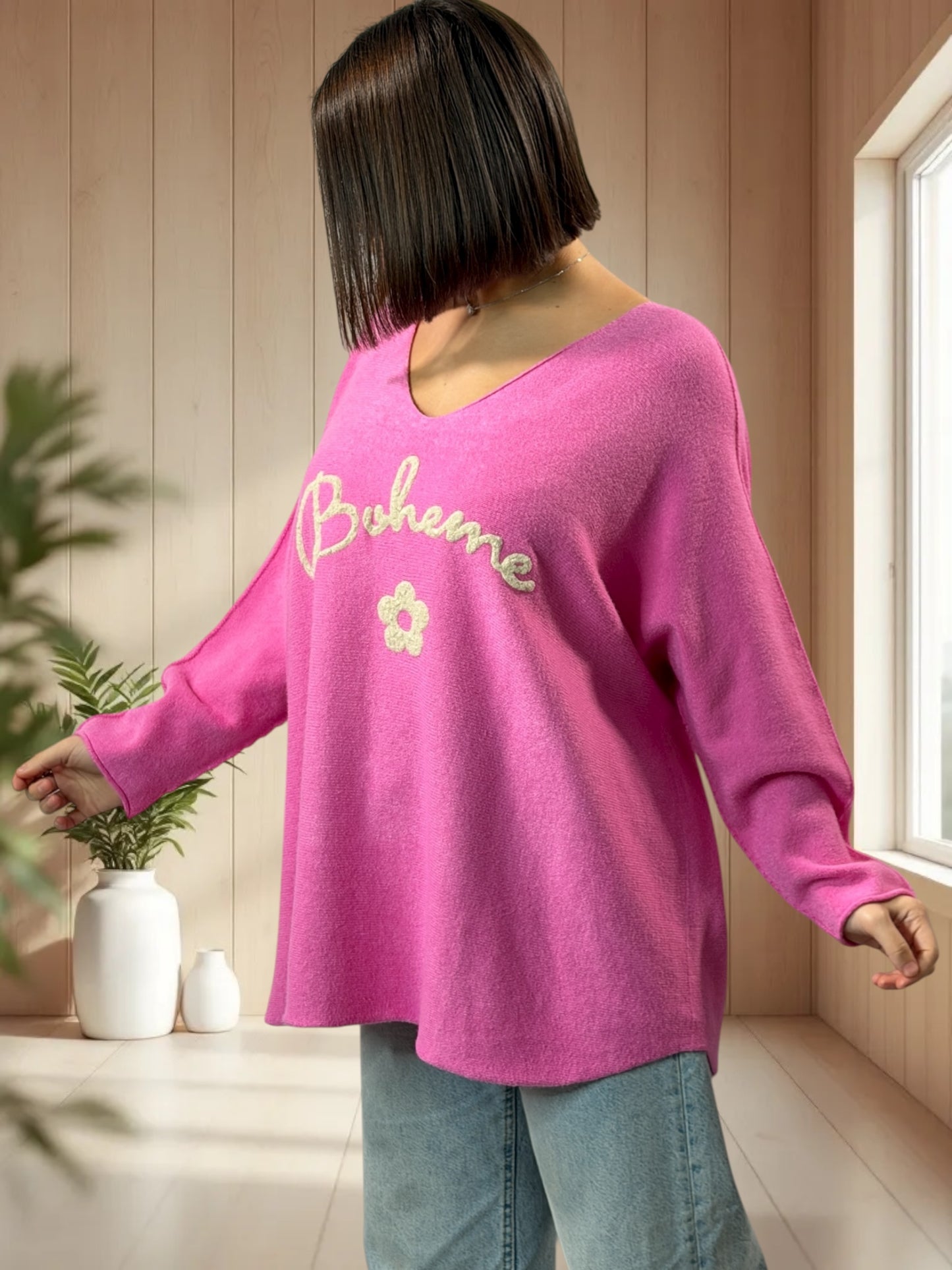 ORLANE - PULL OVERSIZE ROSE JUSQU'A LA TAILLE 54