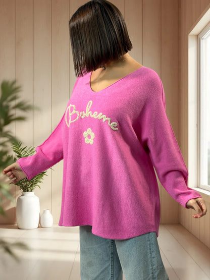 ORLANE - PULL OVERSIZE ROSE JUSQU'A LA TAILLE 54