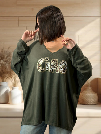 CIAO - PULL KAKI EN MAILLE FLUIDE JUSQU'A LA TAILLE 54/56