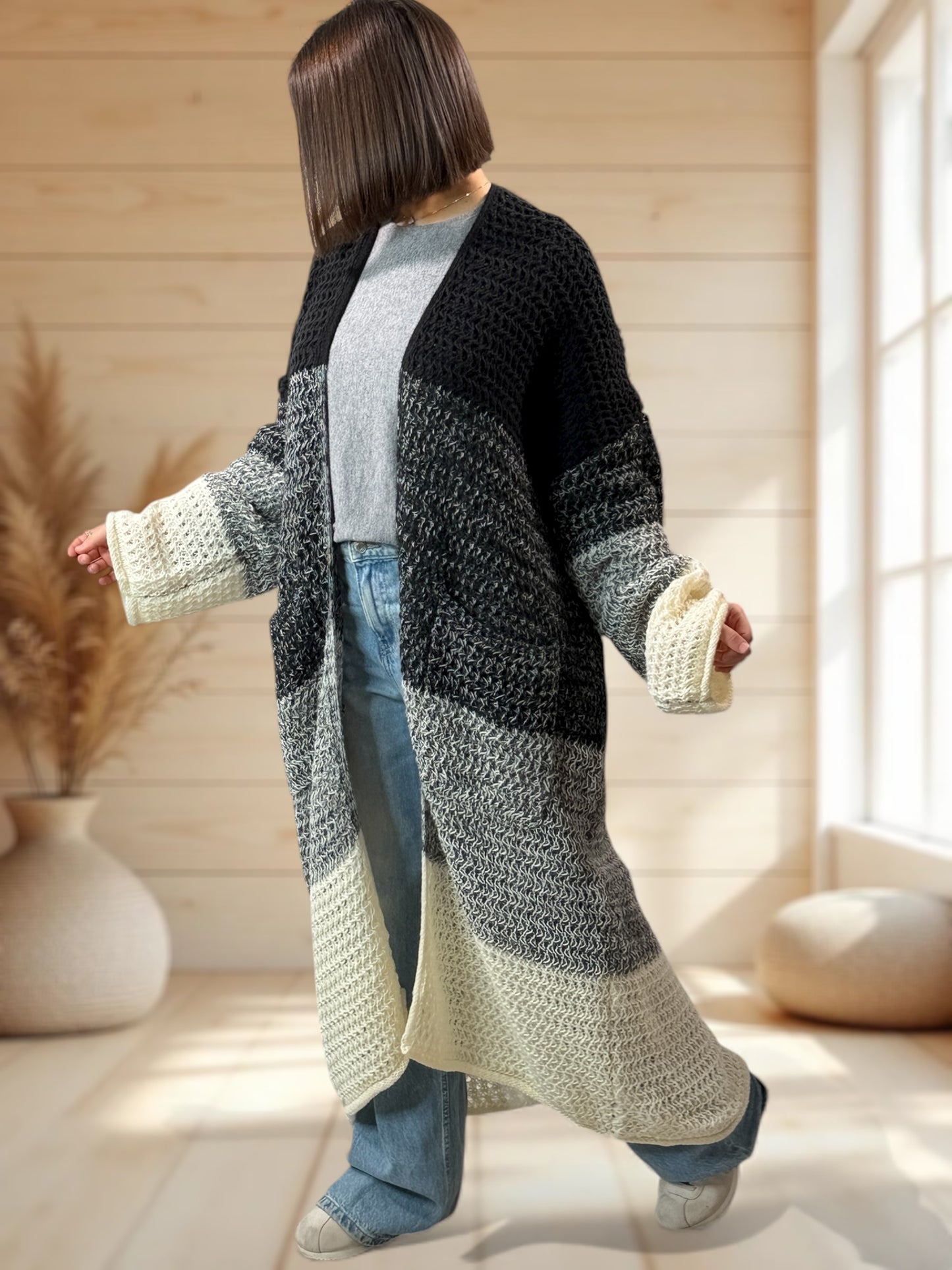 BILBAO - LONG GILET OVERSIZE 2 POCHES JUSQU'A LA TAILLE 54