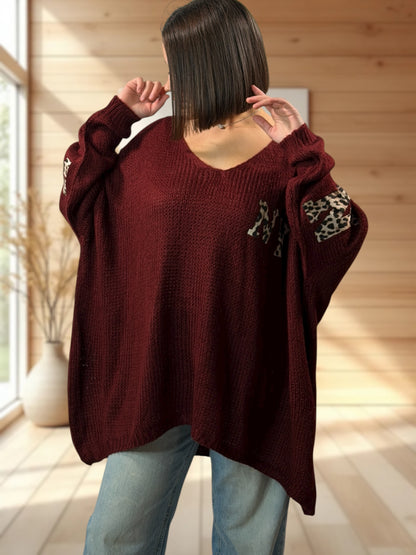 NEW YORK - PULL OVERSIZE BORDEAUX JUSQU'A LA TAILLE 56