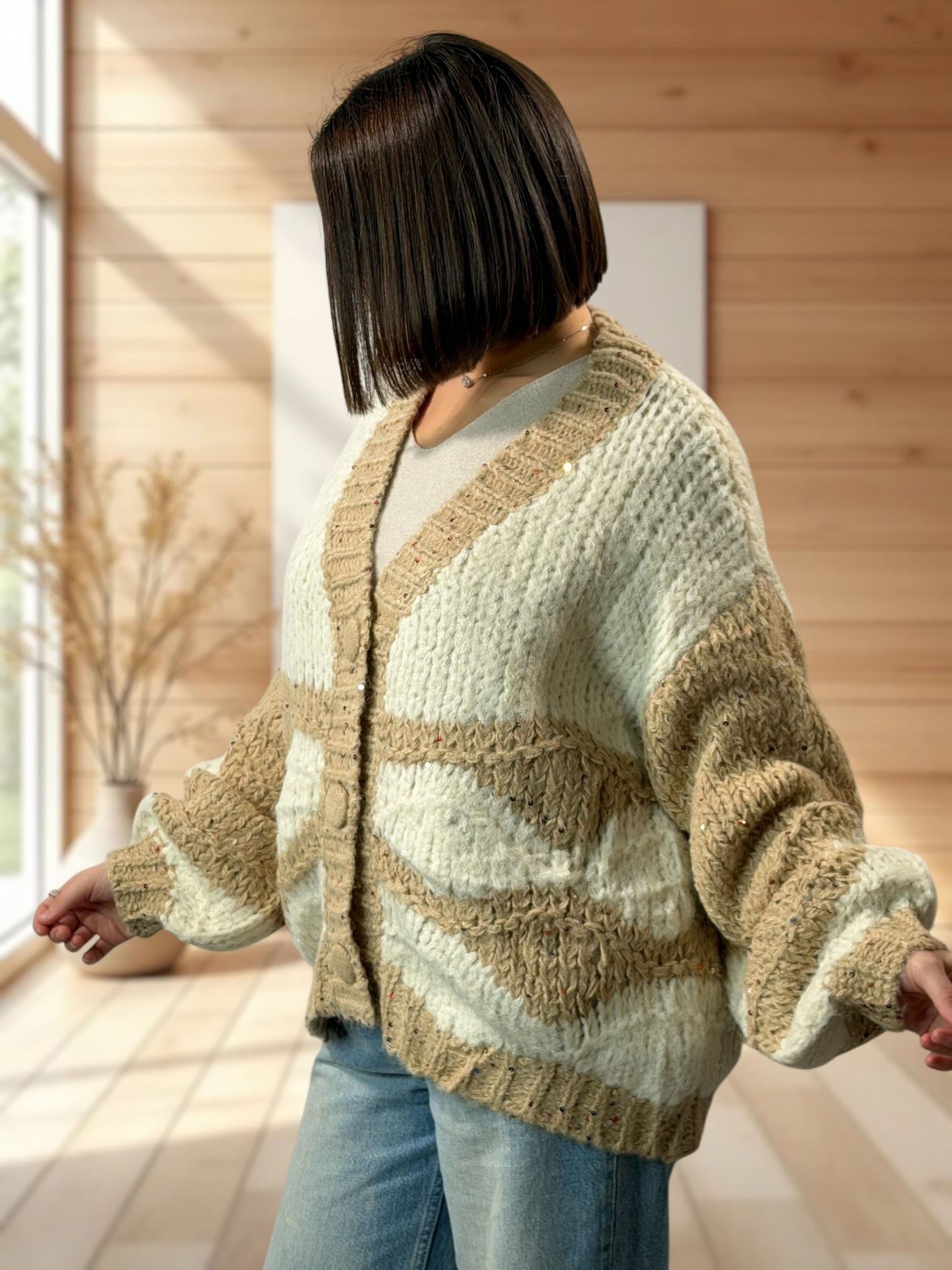 LINETTE -  GILET OVERSIZE JUSQU'A LA TAILLE 50/52