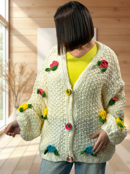 DOUCEUR -  GILET OVERSIZE BLANC CASSE JUSQU'A LA TAILLE 50/52