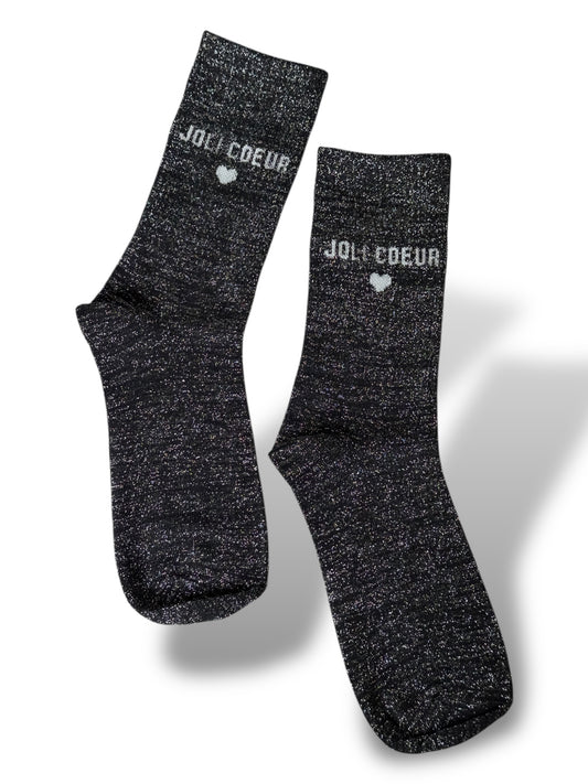 CHAUSSETTES SCINTILLANTES JOLI COEUR NOIR