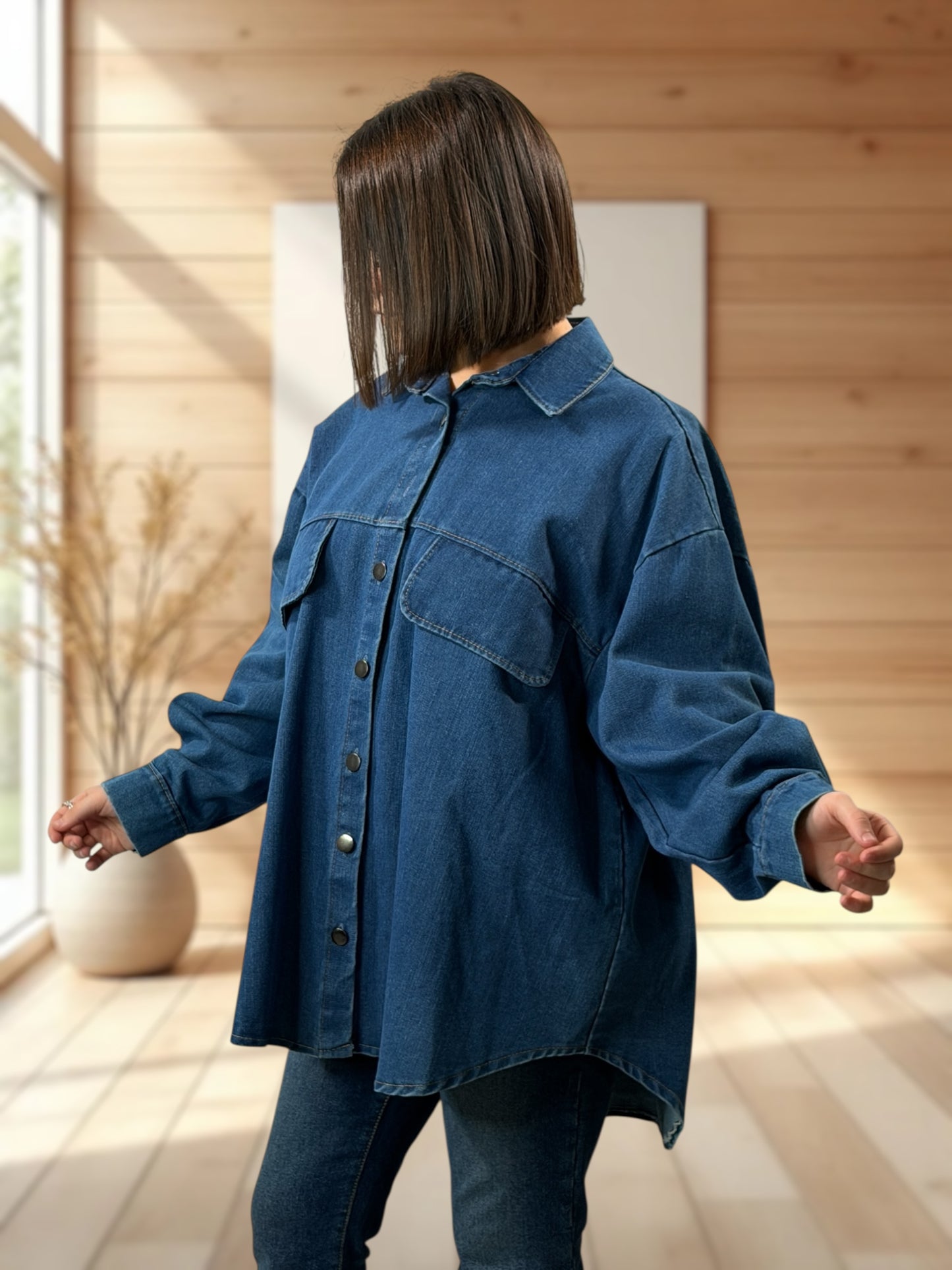 JORDAN - CHEMISE OVERSIZE EN JEAN JUSQU'A LA TAILLE 54/56