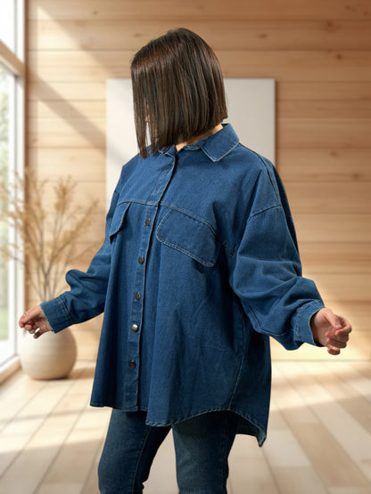 JORDAN - CHEMISE OVERSIZE EN JEAN JUSQU'A LA TAILLE 54/56