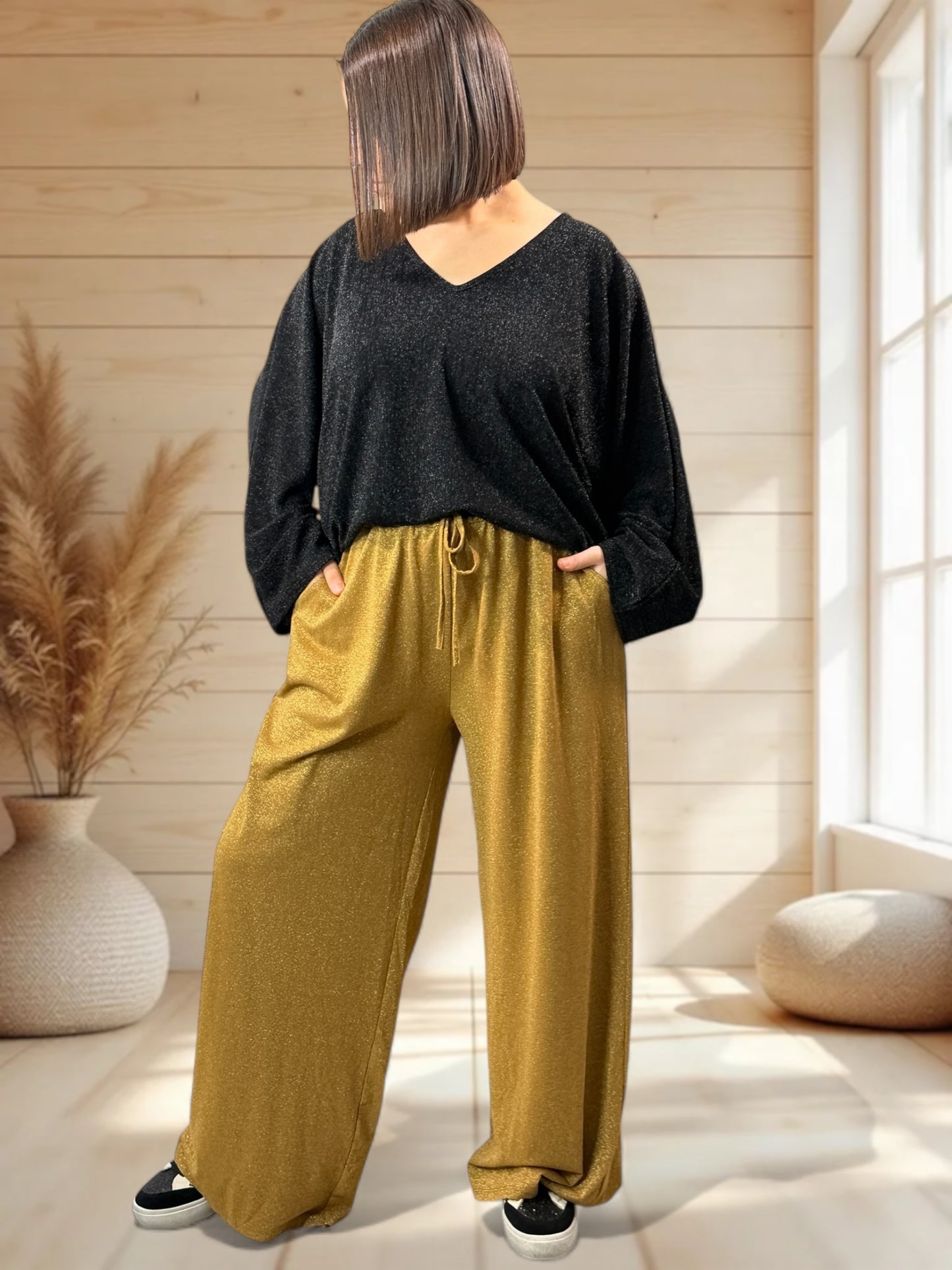 IMAGINE- PANTALON AMPLE FLUIDE SCINTILLANT TAILLE 44/46 A 50