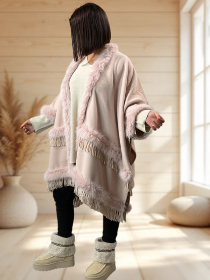 MAGNOLIA - CAPE ROSE FAUSSE FOURRURE