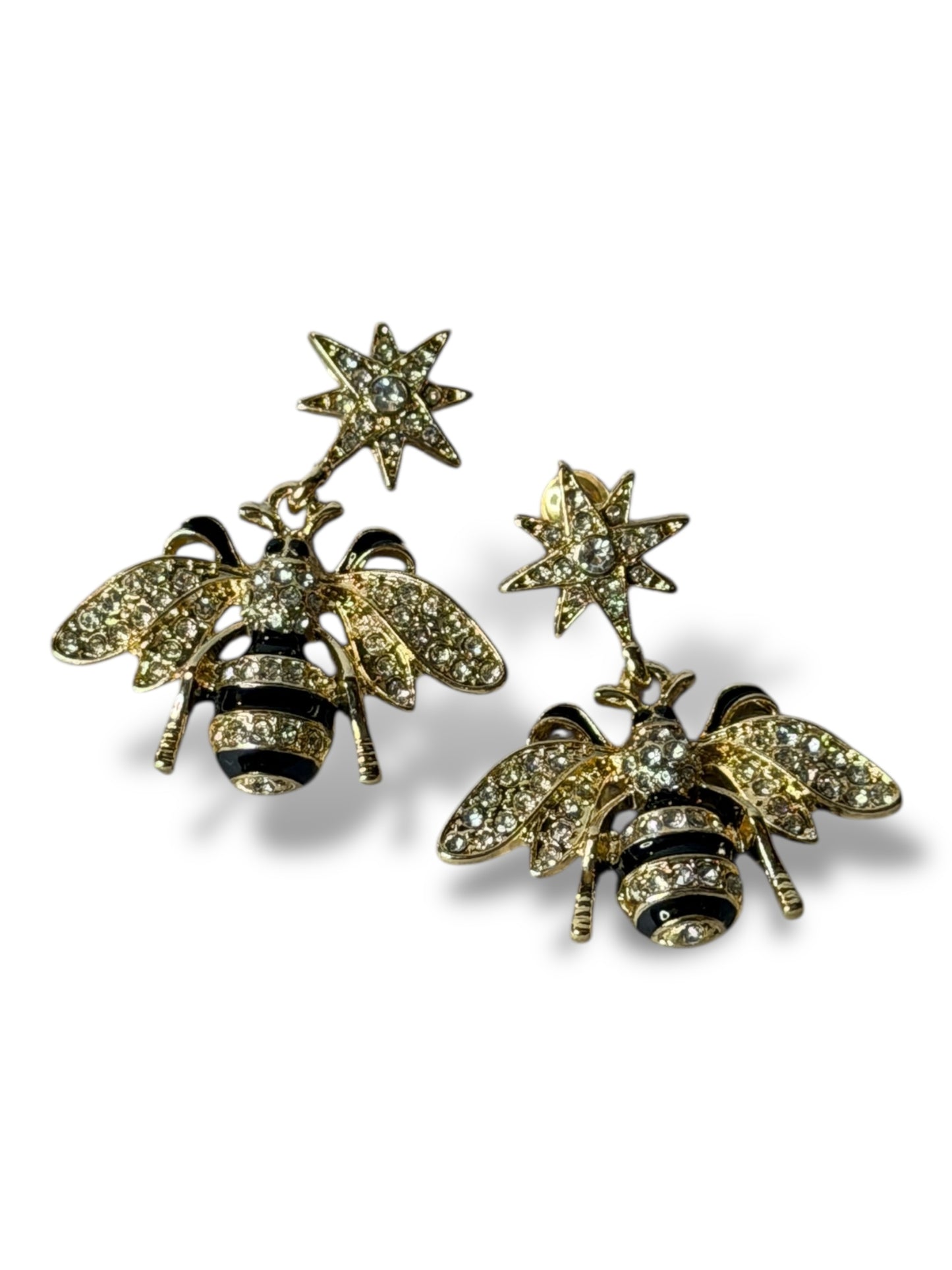 ABEILLE - BOUCLES D'OREILLES AVEC STRASS