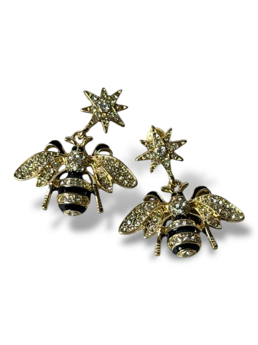 ABEILLE - BOUCLES D'OREILLES AVEC STRASS