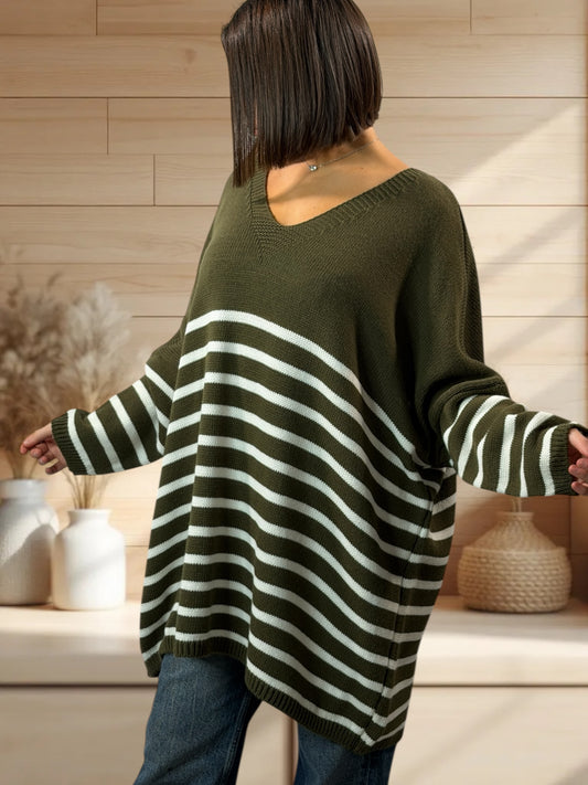 MANU - PULL MARINIERE KAKI JUSQU'A LA TAILLE 56/58