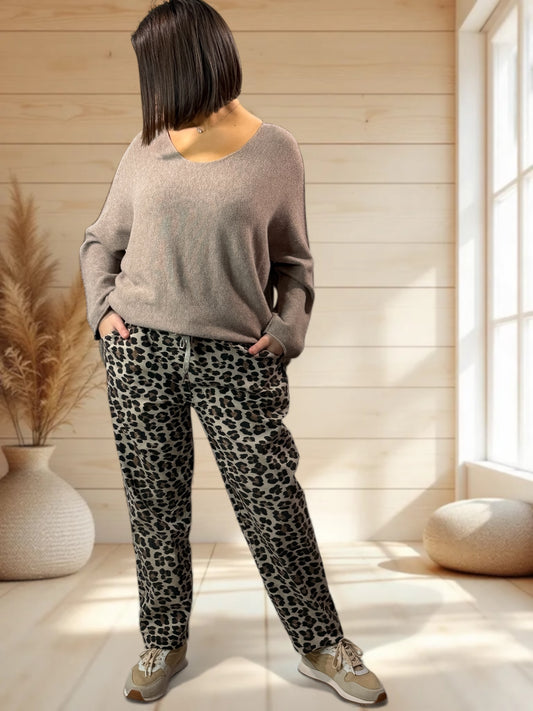 SAUVAGE - PANTALON SPORTSWEAR LEOPARD JUSQU'A LA TAILLE 48