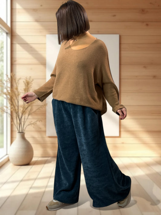 MARVIN - PANTALON EN VELOURS BLEU TAILLE 46 A 54