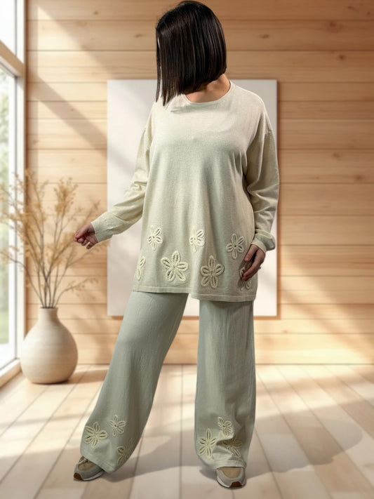 CLEMENTINE - ENSEMBLE EN MAILLE BEIGE JUSQU'A LA TAILLE 50