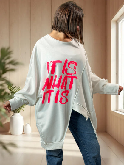 TEDDY - SWEAT OVERSIZE BLANC JUSQU'A LA TAILLE 56