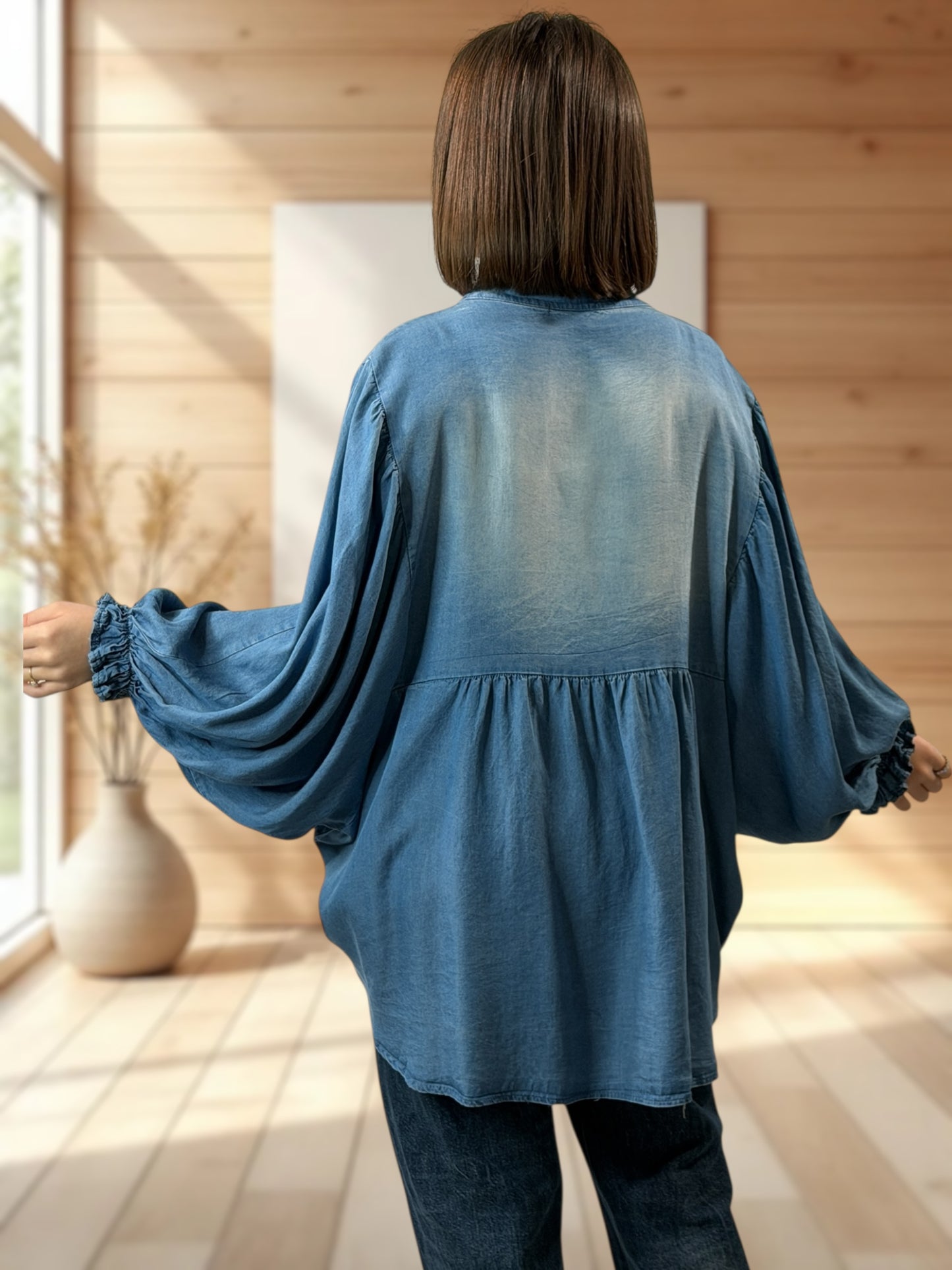 MARINA  - BLOUSE EN JEAN TENCELL JUSQU'A LA TAILLE 50/52