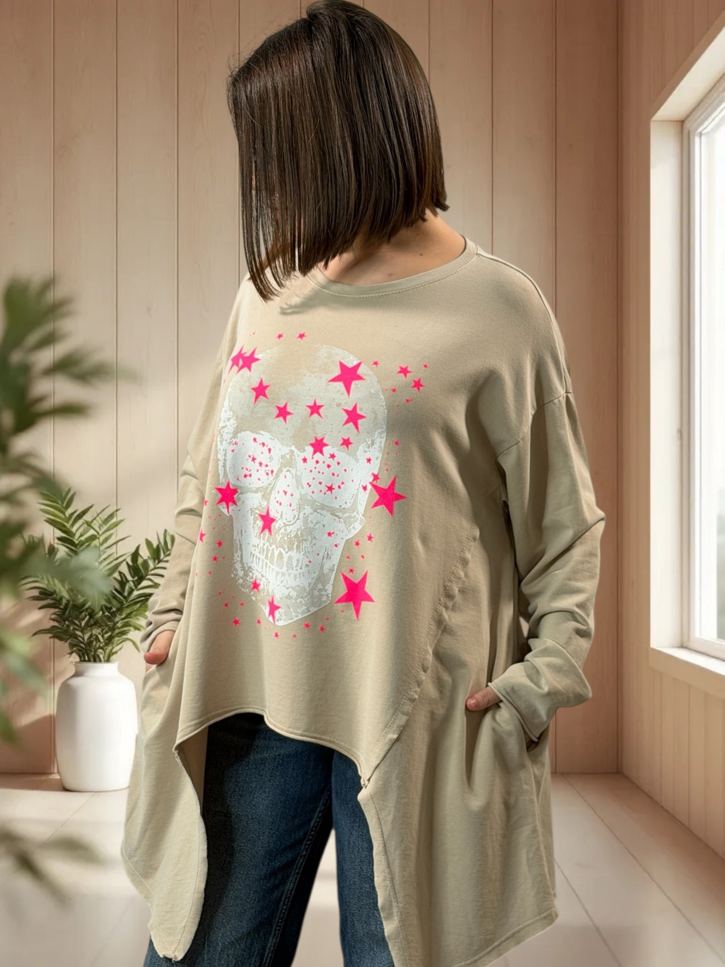MARIUS - SWEAT OVERSIZE BEIGE JUSQU'A LA TAILLE 54