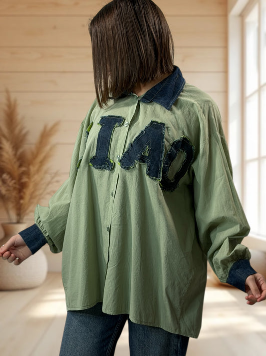 ERIKA - CHEMISE OVERSIZE KAKI JUSQU'A LA TAILLE 54