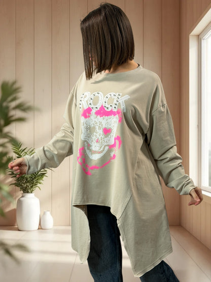 MARLON - SWEAT OVERSIZE BEIGE JUSQU'A LA TAILLE 54