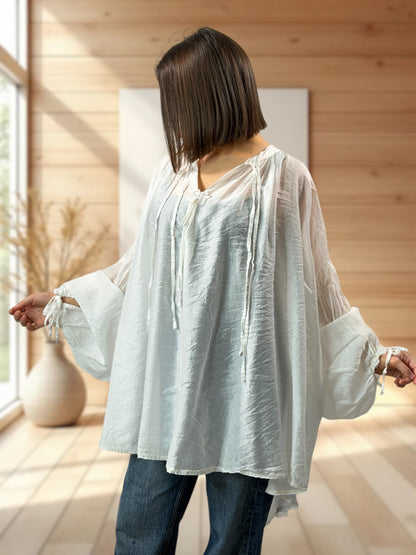 ANGELICA  - TUNIQUE OVERSIZE BLANCHE JUSQU'A LA TAILLE 60