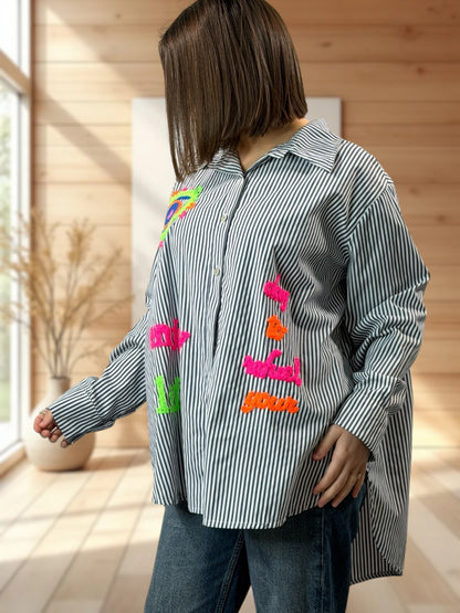 CHOUCHOU - CHEMISE OVERSIZE A RAYURE JUSQU'A LA TAILLE 52