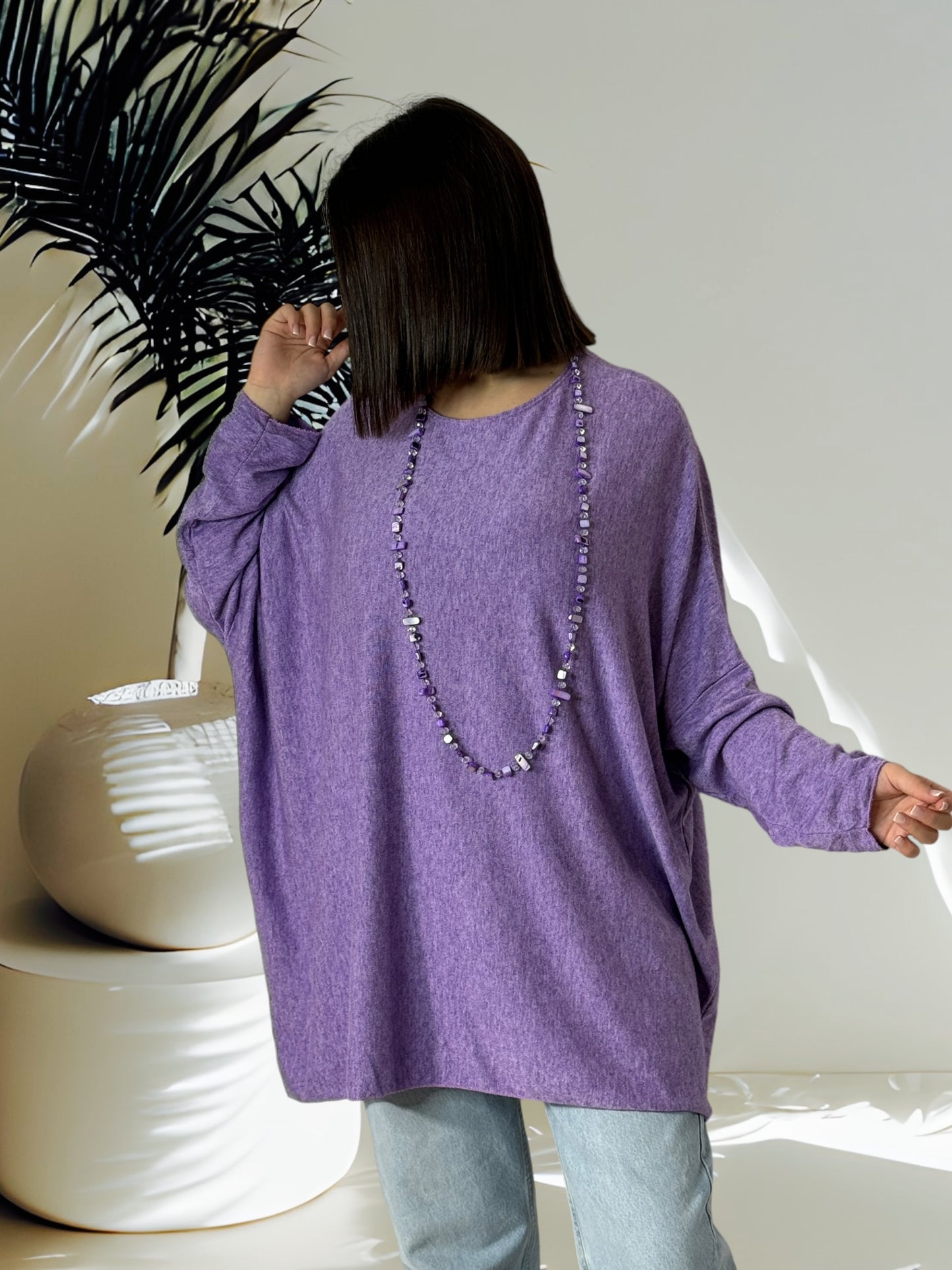 CAPRIO - PULL LILAS EN MAILLE FLUIDE JUSQU'A LA TAILLE 54