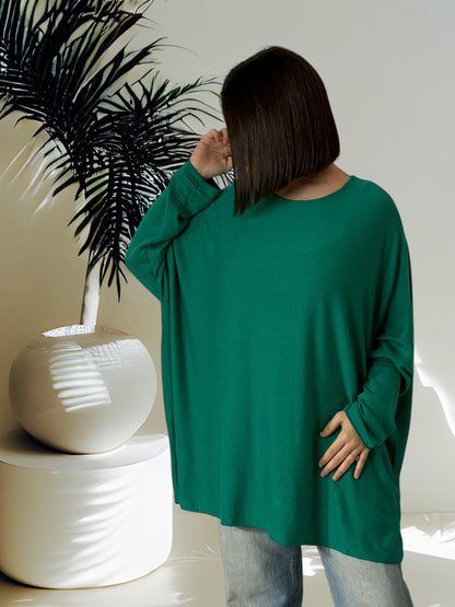 CAPRIO - PULL VERT EN MAILLE FLUIDE JUSQU'A LA TAILLE 54