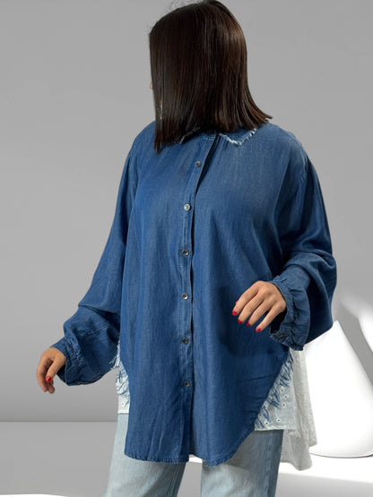 AMBRE - CHEMISE DOS BRODERIE ANGLAISE JUSQU'A LA TAILLE 54