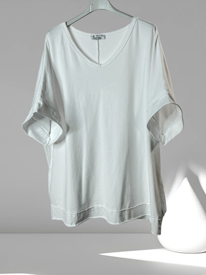 RITA - T-SHIRT BLANC OVERSIZE MOTIF PAPILLON AU DOS JUSQU'A LA TAILLE 54/56