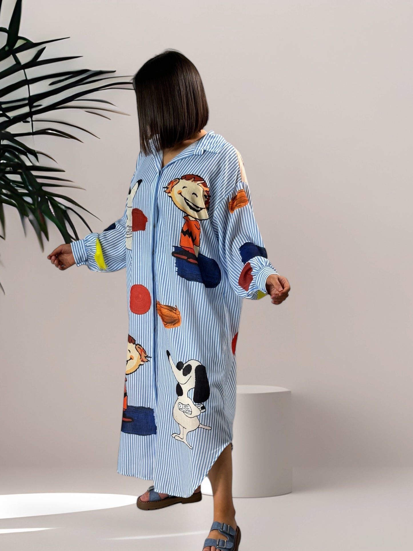 LINETTE - ROBE CHEMISE OVERSIZE A MOTIF JUSQU'A LA TAILLE 52