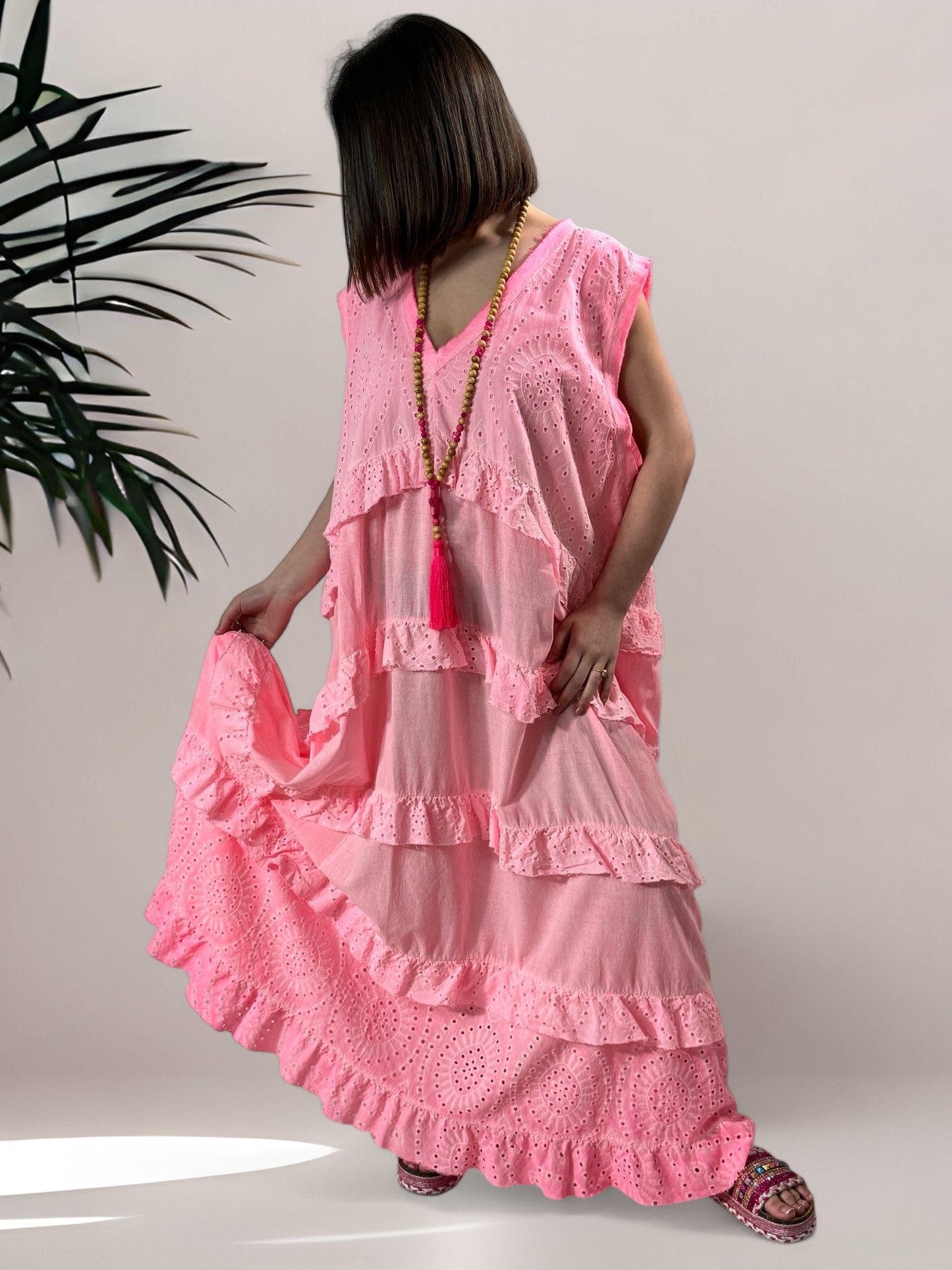 COACHELLA - ROBE BOHEME ROSE JUSQU'A LA TAILLE 56
