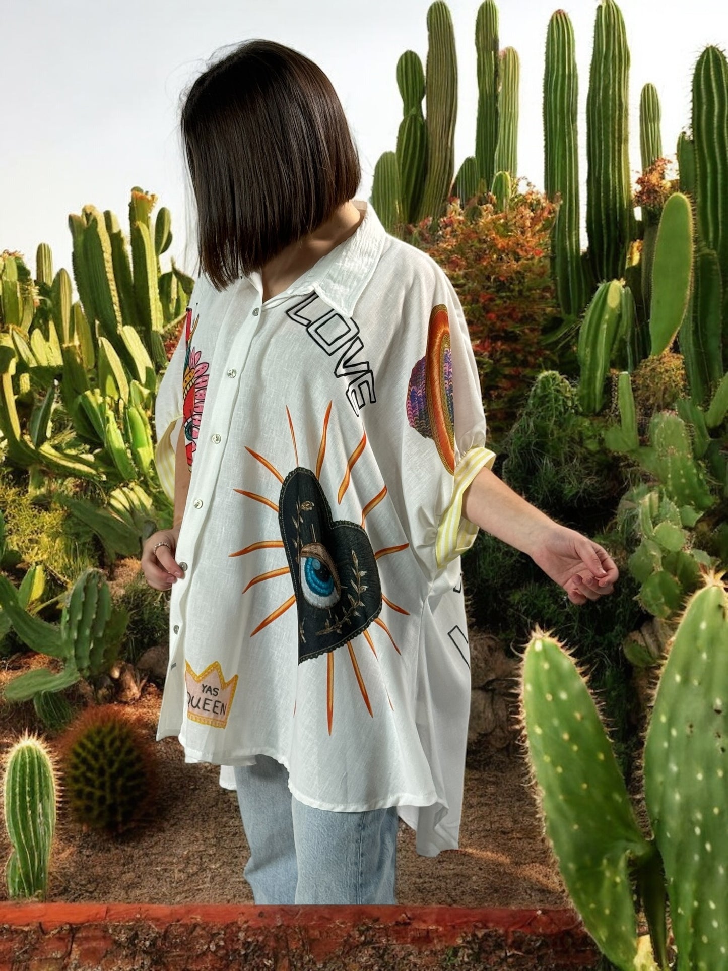 HONOLULU - TUNIQUE OVERSIZE A MOTIF JUSQU'A LA TAILLE 58