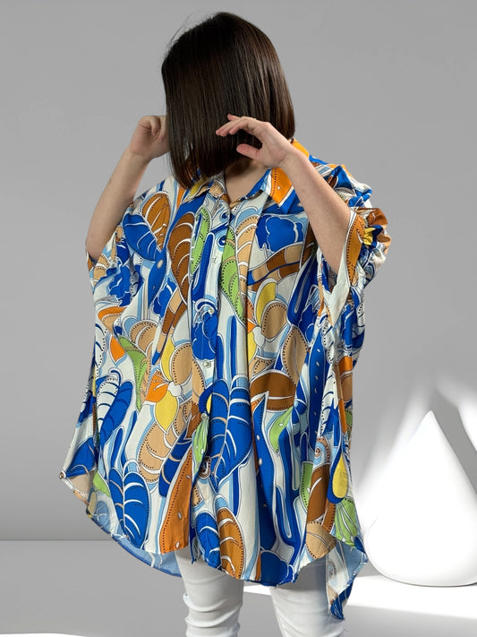 ANELISE - TUNIQUE OVERSIZE MOTIF IMPERIAL JUSQU'A LA TAILLE 58