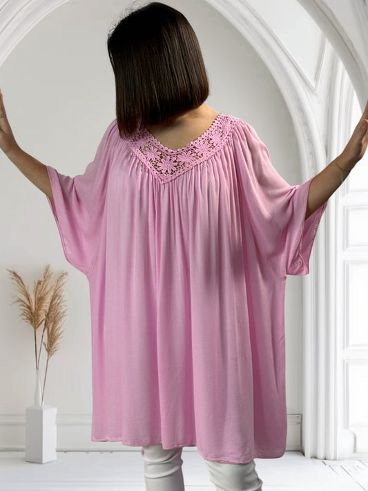 LOLITA - TUNIQUE OVERSIZE ROSE JUSQU'A LA TAILLE 58