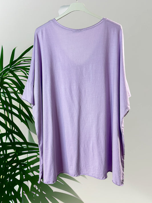 MAX - T-SHIRT LILAS EN COTON TAILLE 48/50 A 56/58
